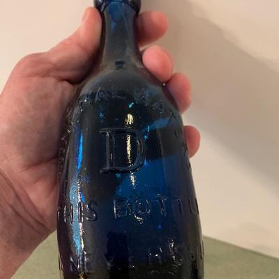 THREE Antique Bottles - Cobalt Blue New York Clear