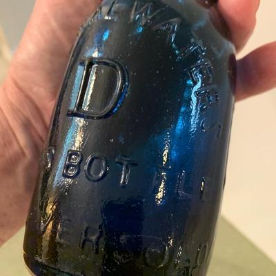 THREE Antique Bottles - Cobalt Blue New York Clear