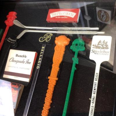 644 Framed Matchbook & Swizzle Stick Collection