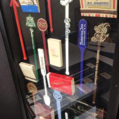 644 Framed Matchbook & Swizzle Stick Collection