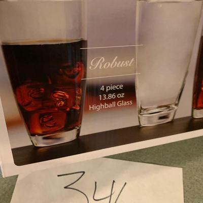 New In Box Highball Cocktail Glass Set