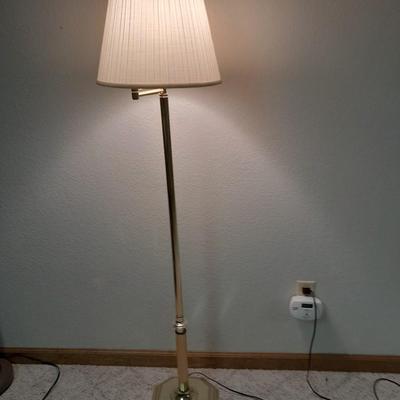 59" Brass floor lamp with adjustable swing top and lamp shade