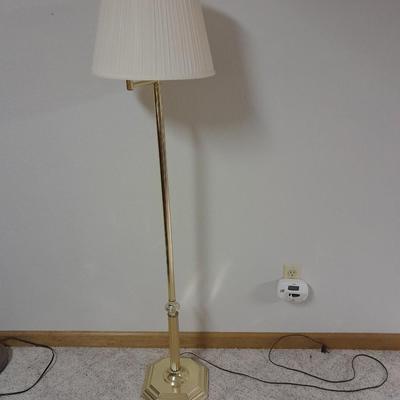 59" Brass floor lamp with adjustable swing top and lamp shade