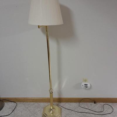 59" Brass floor lamp with adjustable swing top and lamp shade