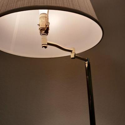 59" Brass floor lamp with adjustable swing top and lamp shade