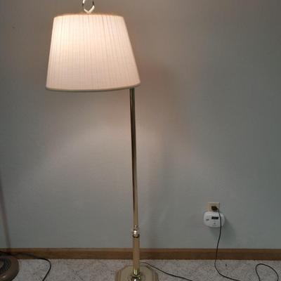 59" Brass floor lamp with adjustable swing top and lamp shade
