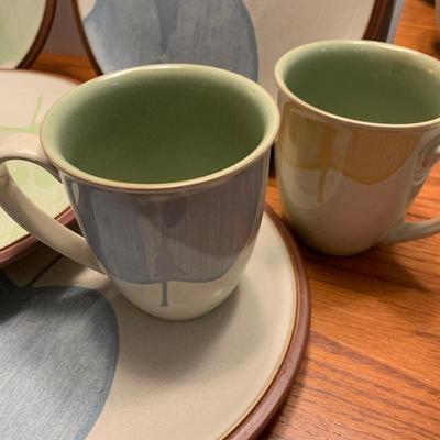 Denby Juice Fruits Plates / Coffee Mugs Breakfast Set - Lot 344