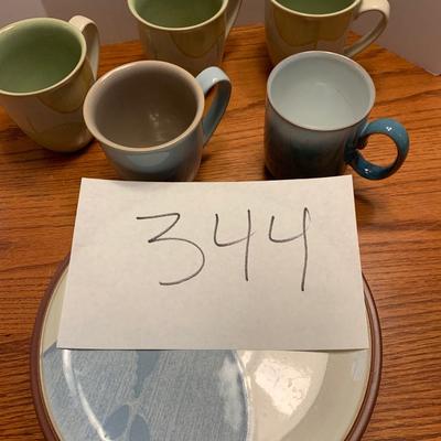 Denby Juice Fruits Plates / Coffee Mugs Breakfast Set - Lot 344