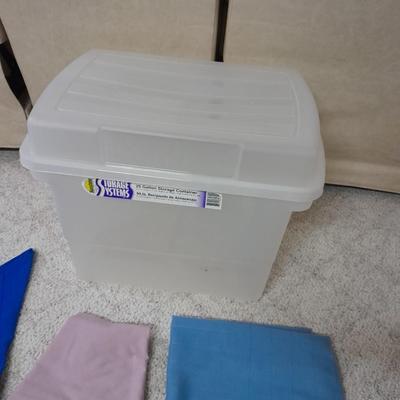 Table linens and embroidered table runner with Tote with lid < Basement