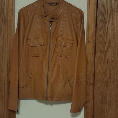 Women's Vintage brown Allen B faux leather jacket Size XL