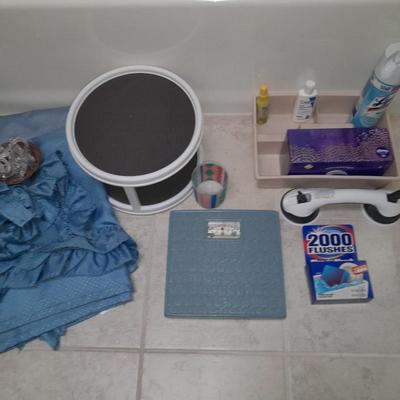 Shower curtain with ties, Organizers, Cleaning, Bathroom scale, and more