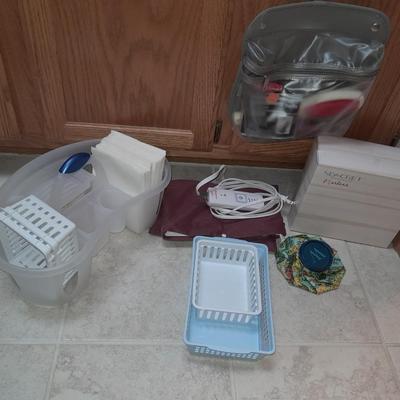 Heating pad, Organizer bins, water bag, and mastectomy Products