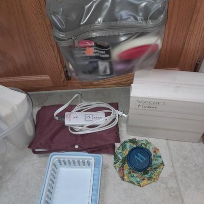 Heating pad, Organizer bins, water bag, and mastectomy Products