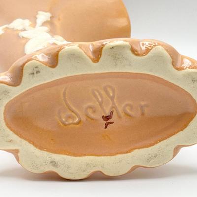 WELLER ~ Vtg. Peach Pottery With White Floral