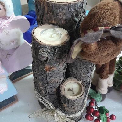 Christmas decorations, scented brooms, log candles, standing deer Carolers and more.