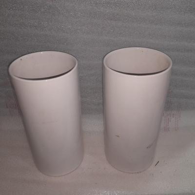 Five different sized Ikea White pillar vases / crocks for special events or home use