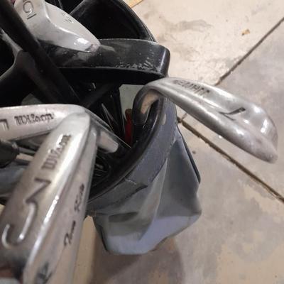 Assortment of Golf Clubs in Golf bag
