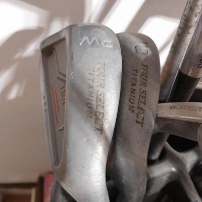 Assortment of Golf Clubs in Golf bag