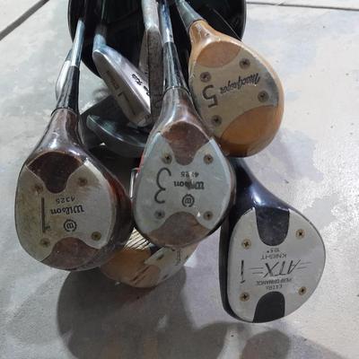 Assortment of Golf Clubs in Golf bag