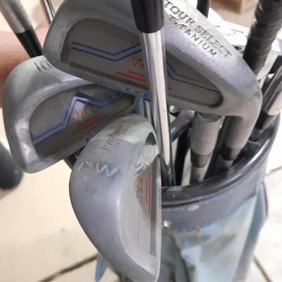 Assortment of Golf Clubs in Golf bag