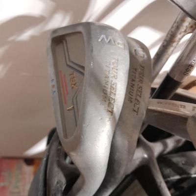 Assortment of Golf Clubs in Golf bag