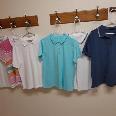 Women's short sleeved collared Shirts, L & XL Christopher banks, Karen Scott, Liz Claiborne
