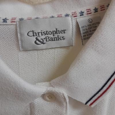 Women's short sleeved collared Shirts, L & XL Christopher banks, Karen Scott, Liz Claiborne
