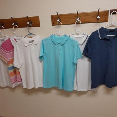 Women's short sleeved collared Shirts, L & XL Christopher banks, Karen Scott, Liz Claiborne