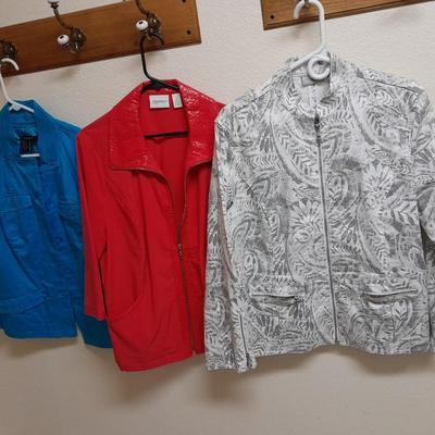 Womens light Jackets Light Large, Zenergy Foreign size 2, and Chico's Platinum size 2