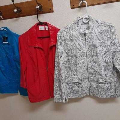 Womens light Jackets Light Large, Zenergy Foreign size 2, and Chico's Platinum size 2