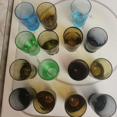 15 Mid Century Multi-Colored Shot Glasses