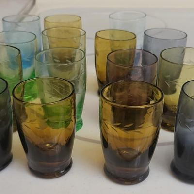 15 Mid Century Multi-Colored Shot Glasses