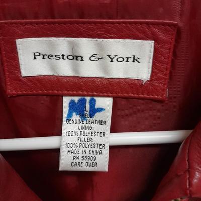 Women's Preston & York red genuine leather jacket size Large