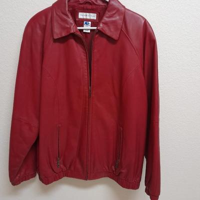 Women's Preston & York red genuine leather jacket size Large