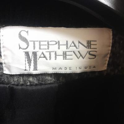 Two women's size Large Coats long wool Stephane Mathews, and shorter red JM Collection with scarf