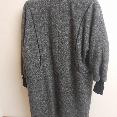 Two women's size Large Coats long wool Stephane Mathews, and shorter red JM Collection with scarf