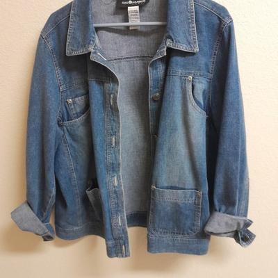 Three Jean Jackets, two with Embroidered design Christopher Banks XL & x, Sag Harbor XL