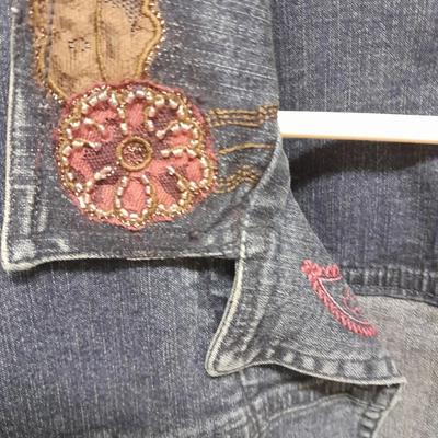 Three Jean Jackets, two with Embroidered design Christopher Banks XL & x, Sag Harbor XL