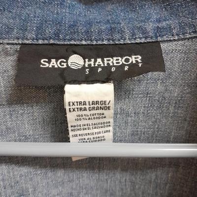 Three Jean Jackets, two with Embroidered design Christopher Banks XL & x, Sag Harbor XL