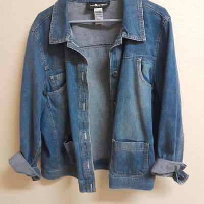 Three Jean Jackets, two with Embroidered design Christopher Banks XL & x, Sag Harbor XL