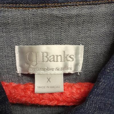 Three Jean Jackets, two with Embroidered design Christopher Banks XL & x, Sag Harbor XL