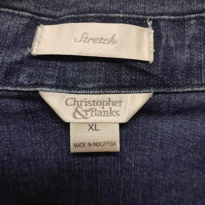Three Jean Jackets, two with Embroidered design Christopher Banks XL & x, Sag Harbor XL