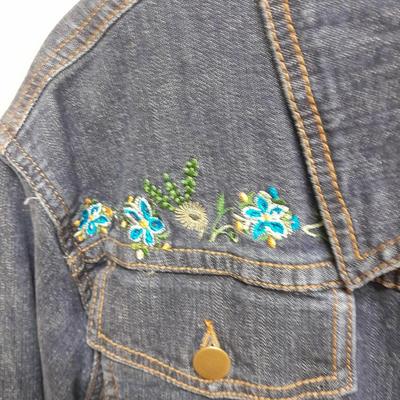 Three Jean Jackets, two with Embroidered design Christopher Banks XL & x, Sag Harbor XL