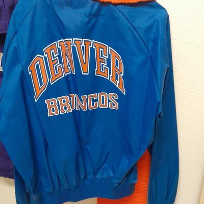Three windbreaker type jackets, Bronco's, Washington, sizes L & XL