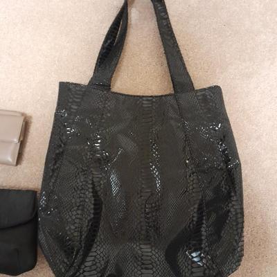 Black purse with wallet and evening bag