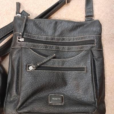 Two black leather like Rosetti purses and a small black Rosetti wallet