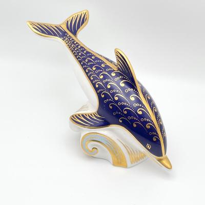 ROYAL CROWN DERBY ~ English Bone China ~ Dolphin Paperweight