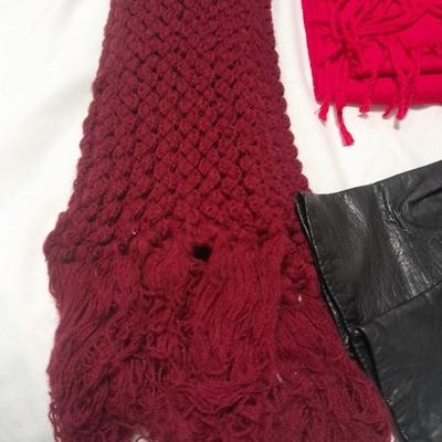 Winter scarves and black driving gloves
