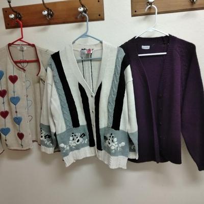 Three women's Sweaters, Christopher Banks L, C-H-U- L, Old Square