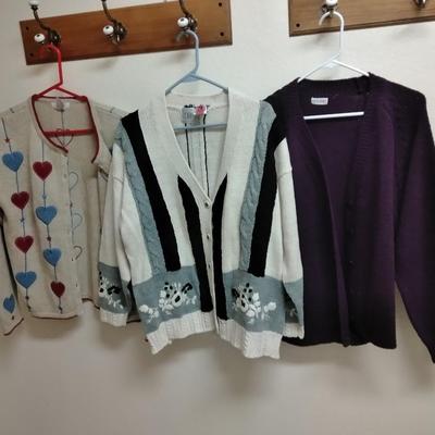 Three women's Sweaters, Christopher Banks L, C-H-U- L, Old Square